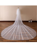 White Simple Tulle Wedding Veil Plain Edge Two-tier Bridal Veil 